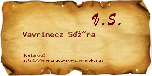 Vavrinecz Sára névjegykártya