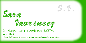 sara vavrinecz business card